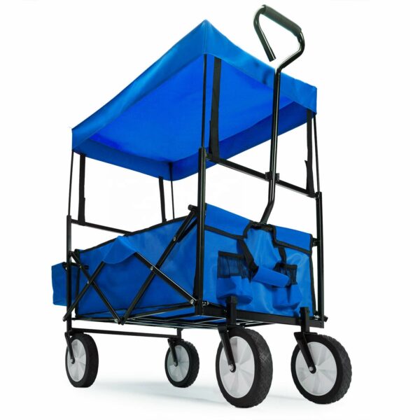 Lightweight Folding Cart Collapsible Garden Wagon With Canopy - Image 6