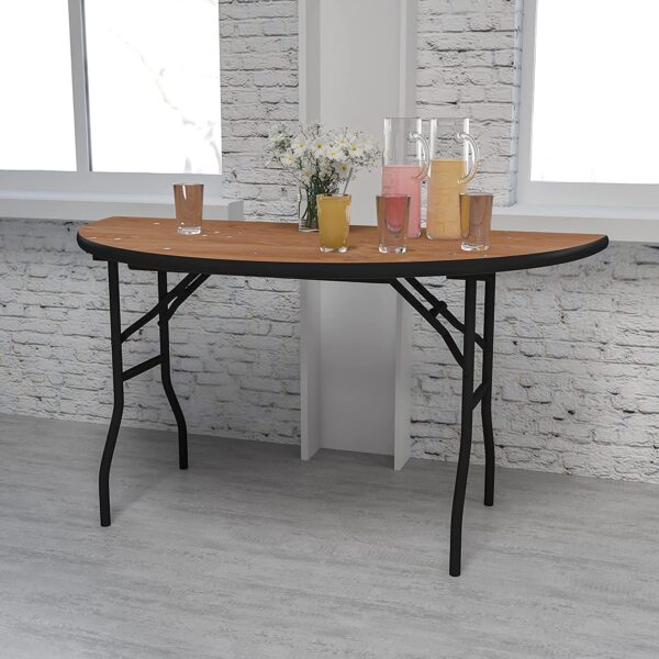 3ft 5ft Half-Round Wooden Folding Training Wedding Reception Table - Image 5