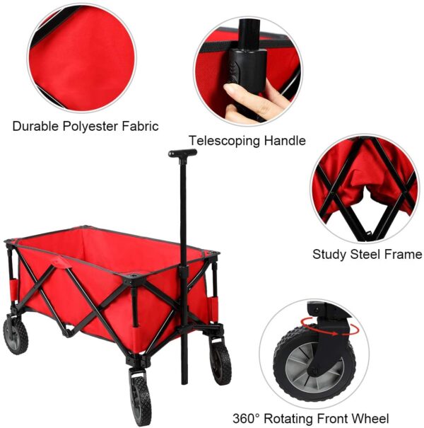 Outdoor Supermarket Portable Folding Cart Wagon Trolly With Canopy - Image 3