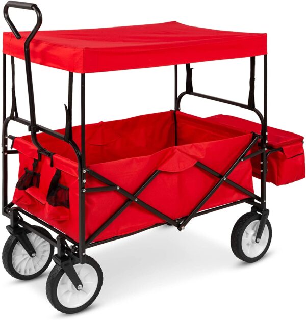 Lightweight Folding Cart Collapsible Garden Wagon With Canopy
