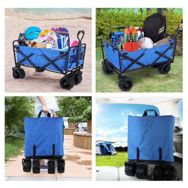 Heavy Duty Hot Sell Beach Folding Wagon With Wide Wheel Telescopic Handle - Image 7