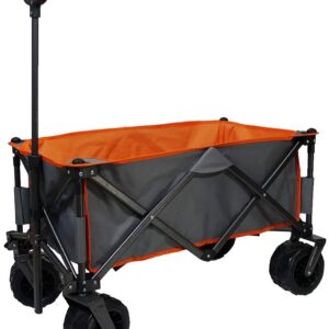 150lb Compact Folding Yard Garden Beach Wagon With Wide Wheel T handle O Handle