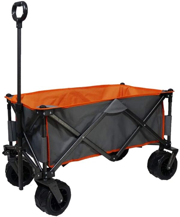 150lb Compact Folding Yard Garden Beach Wagon With Wide Wheel T handle O Handle