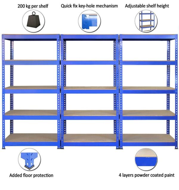 5 Tiers Heavy Duty Slotted Boltless Steel Garage Storage Rack - Image 3