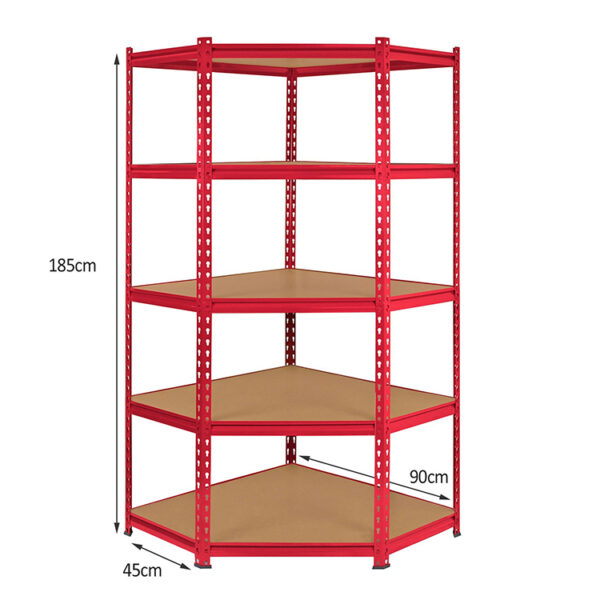 3 Tier 5 Tier Boltless Red Blue Powder Coated Corner Home Garage Storage Shelf - Image 3