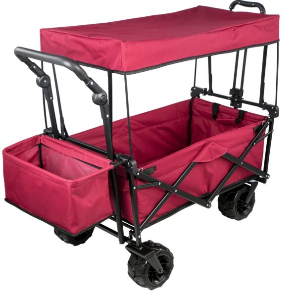 150lb Outdoor Supermarket Folding Beach Utility Wagon With Push Handle Canopy Bag - Image 3