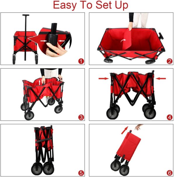 Outdoor Supermarket Portable Folding Cart Wagon Trolly With Canopy - Image 4