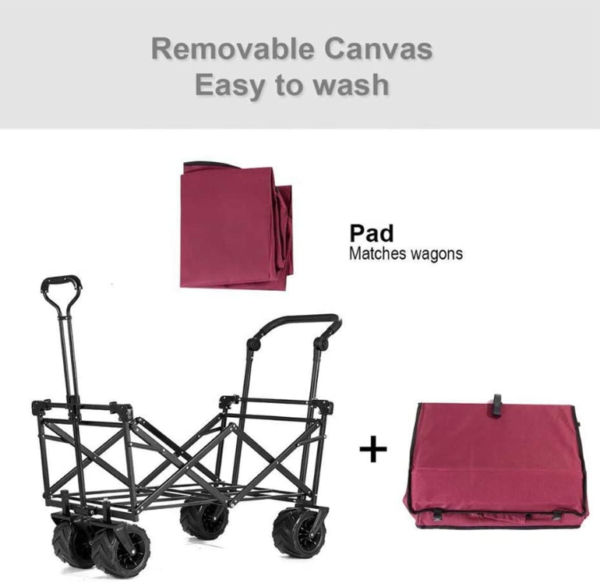 150lb Outdoor Supermarket Folding Beach Utility Wagon With Push Handle Canopy Bag - Image 8