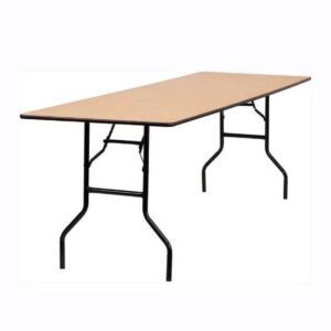 Rectangle 72 in. Wood Tabletop Metal Frame Folding Beer Training Wedding Table