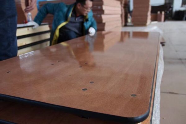 Rectangle 72 in. Wood Tabletop Metal Frame Folding Beer Training Wedding Table - Image 6